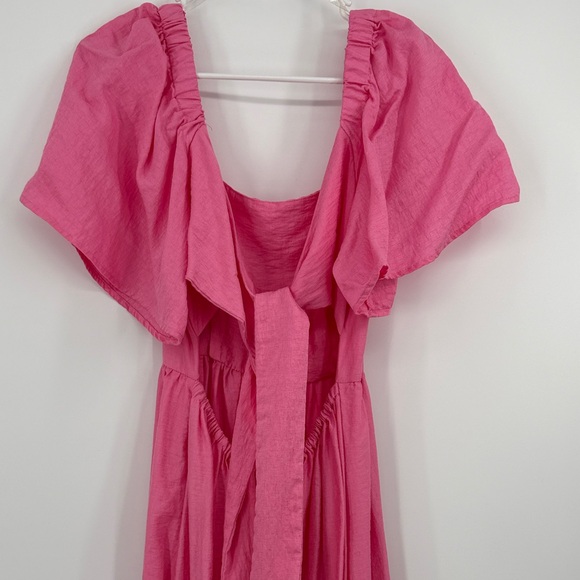 a new day Target Pink Puff-Sleeve Maxi Dress tie back size small - Picture 4 of 5